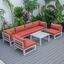 Leisuremod Chelsea 7-Piece Patio Sectional And Coffee Table Set Weathered Grey Aluminum With Cushions In Orange