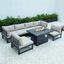 Leisuremod Chelsea 7-Piece Patio Sectional And Fire Pit Table CSFBL-7BG