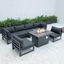 Leisuremod Chelsea 7-Piece Patio Sectional And Fire Pit Table CSFBL-7BL