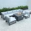 Leisuremod Chelsea 7-Piece Patio Sectional And Fire Pit Table CSFBL-7LGR