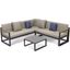 Leisuremod Chelsea Black Sectional With Adjustable Headrest And Coffee Table With Two Tone Cushions In Beige