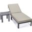 Leisuremod Chelsea Modern Aluminum Outdoor Chaise Lounge Chair With Side Table And Cushions In Beige