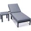 Leisuremod Chelsea Modern Aluminum Outdoor Chaise Lounge Chair With Side Table And Cushions In Blue