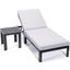 Leisuremod Chelsea Modern Aluminum Outdoor Chaise Lounge Chair With Side Table And Cushions In Light Grey