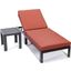 Leisuremod Chelsea Modern Aluminum Outdoor Chaise Lounge Chair With Side Table And Cushions In Orange