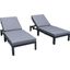 LeisureMod Chelsea Modern Blue Outdoor Chaise Lounge Chair With Cushions Set of 2