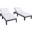 LeisureMod Chelsea Modern Light Grey Outdoor Chaise Lounge Chair With Cushions Set of 2