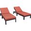 LeisureMod Chelsea Modern Orange Outdoor Chaise Lounge Chair With Cushions Set of 2