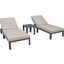 LeisureMod Chelsea Modern Outdoor Chaise Lounge Chair With Side Table and Cushions In Beige Set of 2