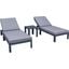 LeisureMod Chelsea Modern Outdoor Chaise Lounge Chair With Side Table and Cushions In Blue Set of 2