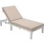 LeisureMod Chelsea Modern Outdoor Weathered Grey Chaise Lounge Chair With Cushions In Beige