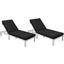 LeisureMod Chelsea Modern Outdoor Weathered Grey Chaise Lounge Chair With Cushions In Black Set of 2