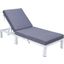 LeisureMod Chelsea Modern Outdoor Weathered Grey Chaise Lounge Chair With Cushions In Blue