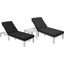 LeisureMod Chelsea Modern Outdoor Weathered Grey Chaise Lounge Chair With Side Table and Cushions In Black Set of 2