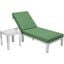 LeisureMod Chelsea Modern Outdoor Weathered Grey Chaise Lounge Chair With Side Table and Cushions In Green