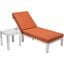 LeisureMod Chelsea Modern Outdoor Weathered Grey Chaise Lounge Chair With Side Table and Cushions In Orange