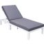 Leisuremod Chelsea Modern Outdoor White Chaise Lounge Chair With Cushions In Blue