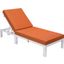 Leisuremod Chelsea Modern Outdoor White Chaise Lounge Chair With Cushions In Orange