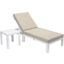 Leisuremod Chelsea Modern Outdoor White Chaise Lounge Chair With Side Table And Cushions In Beige