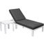 Leisuremod Chelsea Modern Outdoor White Chaise Lounge Chair With Side Table And Cushions In Black