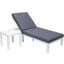 Leisuremod Chelsea Modern Outdoor White Chaise Lounge Chair With Side Table And Cushions In Blue