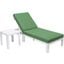 Leisuremod Chelsea Modern Outdoor White Chaise Lounge Chair With Side Table And Cushions In Green