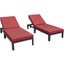 LeisureMod Chelsea Modern Red Outdoor Chaise Lounge Chair With Cushions Set of 2