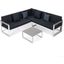 Leisuremod Chelsea White Sectional With Adjustable Headrest And Coffee Table With Two Tone Cushions In Black