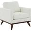 Leisuremod Chester Modern Leather Accent Arm Chair With Birch Wood Base In White