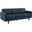 Leisuremod Chester Modern Leather Sofa With Birch Wood Base In Navy Blue