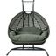 LeisureMod Dark Grey Wicker Hanging Double Egg Swing Chair