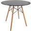 LeisureMod Dover Black Round Bistro Wood Top Dining Table With Natural Wood Eiffel Base