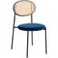 Leisuremod Euston Modern Wicker Dining Chair With Velvet Round Seat In Navy Blue