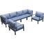 Leisuremod Hamilton 6-Piece Aluminum Patio Conversation Set With Cushions In Blue