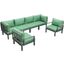 Leisuremod Hamilton 6-Piece Aluminum Patio Conversation Set With Cushions In Green