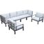Leisuremod Hamilton 6-Piece Aluminum Patio Conversation Set With Cushions In Light Grey