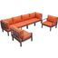 Leisuremod Hamilton 6-Piece Aluminum Patio Conversation Set With Cushions In Orange