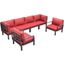 Leisuremod Hamilton 6-Piece Aluminum Patio Conversation Set With Cushions In Red