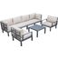 Leisuremod Hamilton 7-Piece Aluminum Patio Conversation Set With Coffee Table And Cushions In Beige