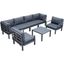 Leisuremod Hamilton 7-Piece Aluminum Patio Conversation Set With Coffee Table And Cushions In Black