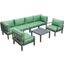 Leisuremod Hamilton 7-Piece Aluminum Patio Conversation Set With Coffee Table And Cushions In Green