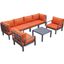 Leisuremod Hamilton 7-Piece Aluminum Patio Conversation Set With Coffee Table And Cushions In Orange