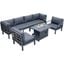 Leisuremod Hamilton 7-Piece Aluminum Patio Conversation Set With Fire Pit Table And Cushions In Black