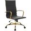 Leisuremod Harris High-Back Faux Leather Office Chair With Gold Frame