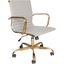 LeisureMod Harris Tan Leatherette Gold Frame Office Chair