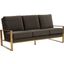 Leisuremod Jefferson Contemporary Modern Design Velvet Sofa With Gold Frame In Dark Grey
