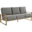 Leisuremod Jefferson Contemporary Modern Design Velvet Sofa With Gold Frame In Light Grey
