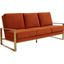 Leisuremod Jefferson Contemporary Modern Design Velvet Sofa With Gold Frame In Orange