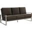 Leisuremod Jefferson Contemporary Modern Design Velvet Sofa With Silver Frame In Dark Grey