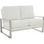 Leisuremod Jefferson Contemporary Modern Faux Leather Loveseat With Silver Frame In White